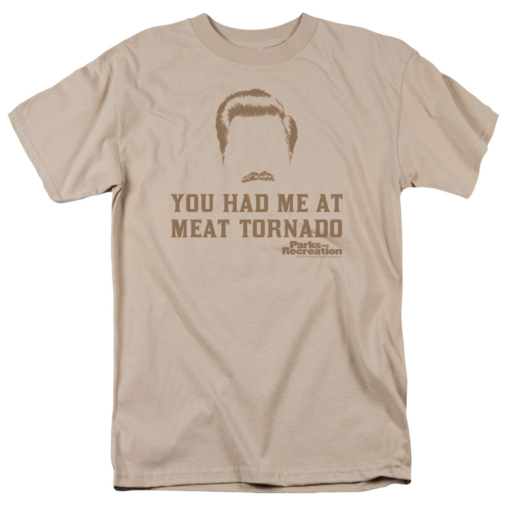 PARKS AND REC/MEAT TORNADO - S/S ADULT 18/1 - SAND