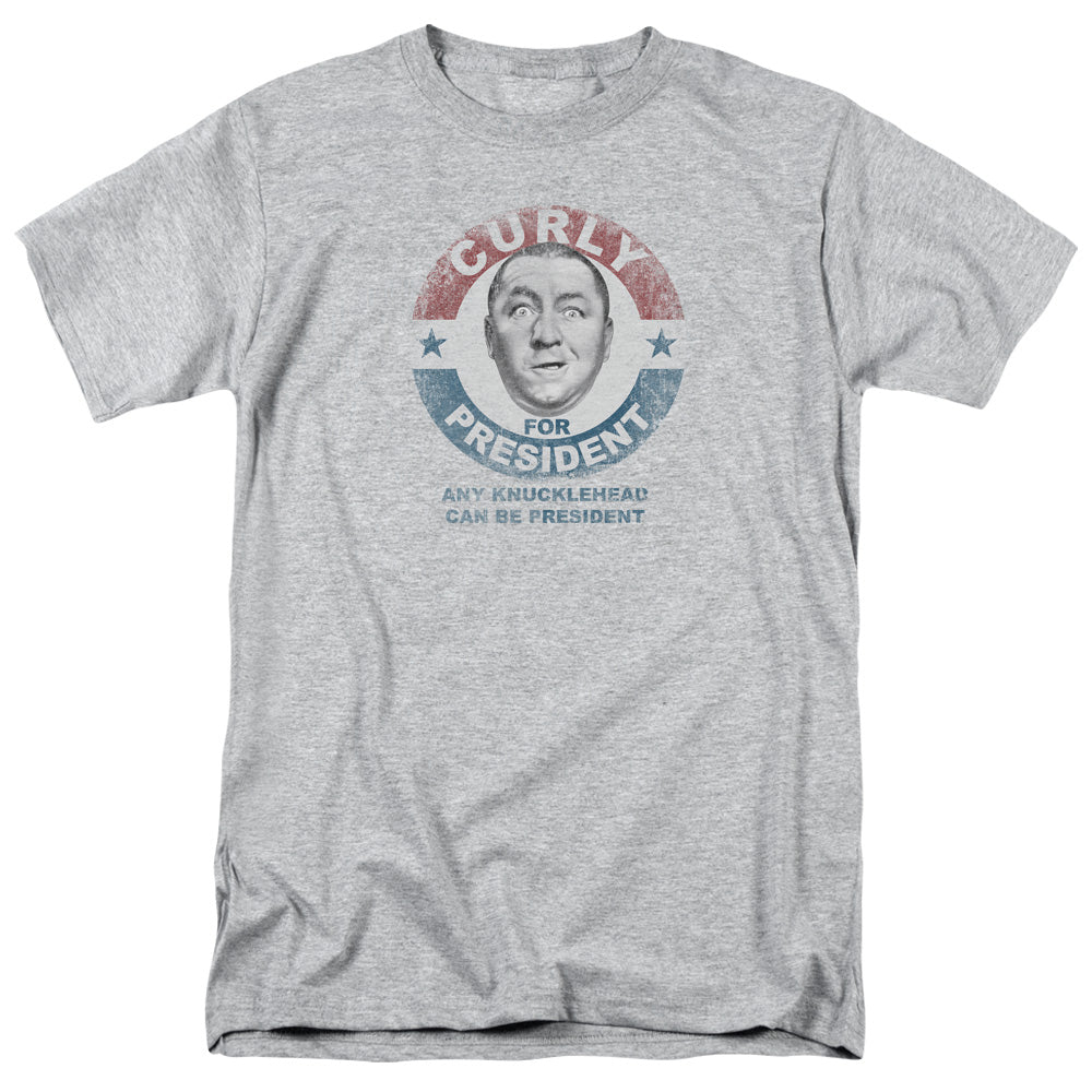 THREE STOOGES/CURLY FOR PRESIDENT - S/S ADULT 18/1 - ATHLETIC HEATHER