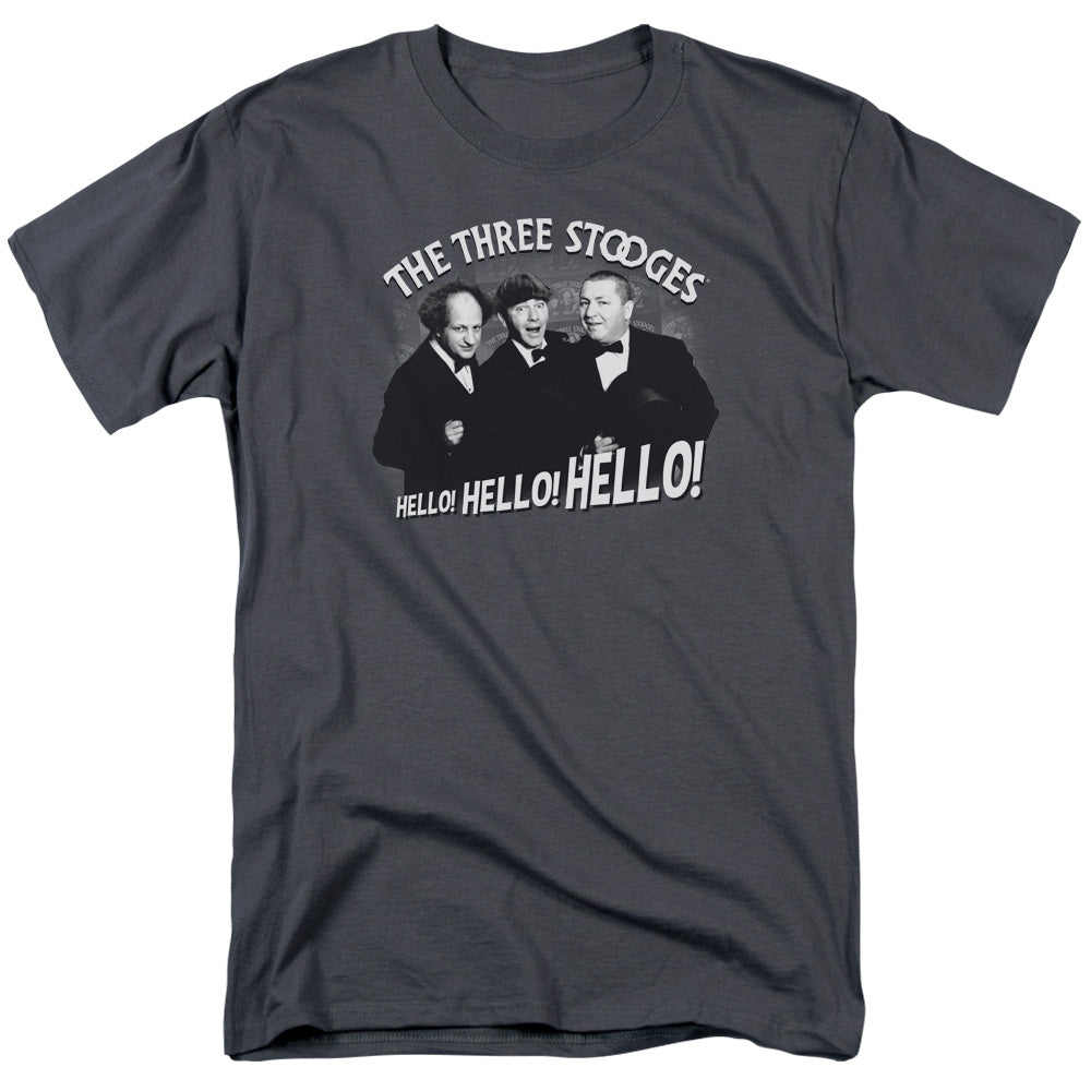 THREE STOOGES/HELLO AGAIN - S/S ADULT 18/1 - CHARCOAL