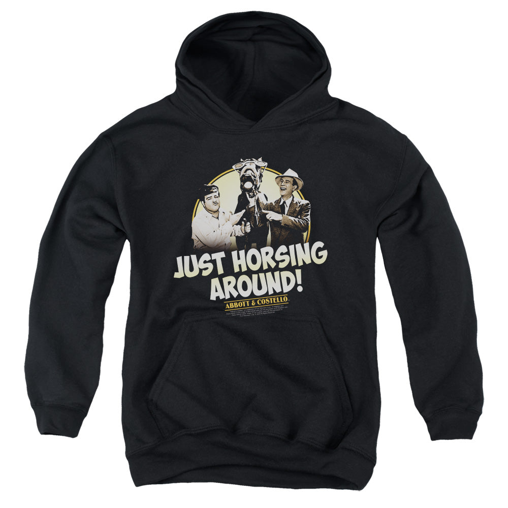 ABBOTT & COSTELLO/HORSING AROUND - YOUTH PULLOVER HOODIE - BLACK
