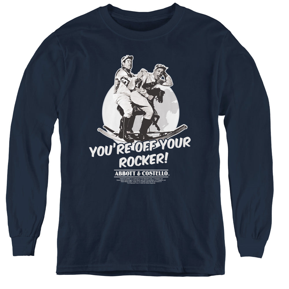 ABBOTT & COSTELLO/OFF YOUR ROCKER - YOUTH LONG SLEEVE TEE - NAVY