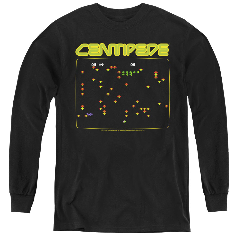 ATARI/CENTIPEDE SCREEN - YOUTH LONG SLEEVE TEE - BLACK