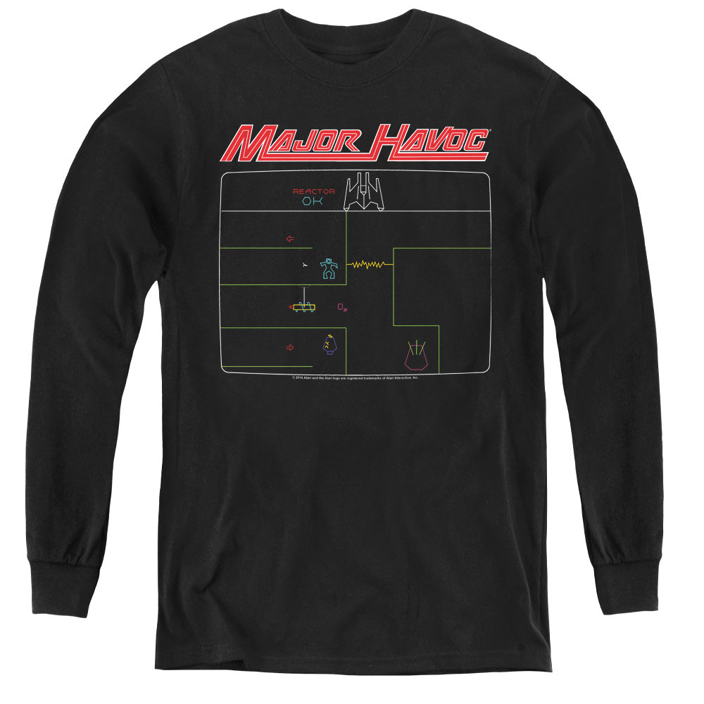 ATARI/MAJOR HAVOC SCREEN - YOUTH LONG SLEEVE TEE - BLACK