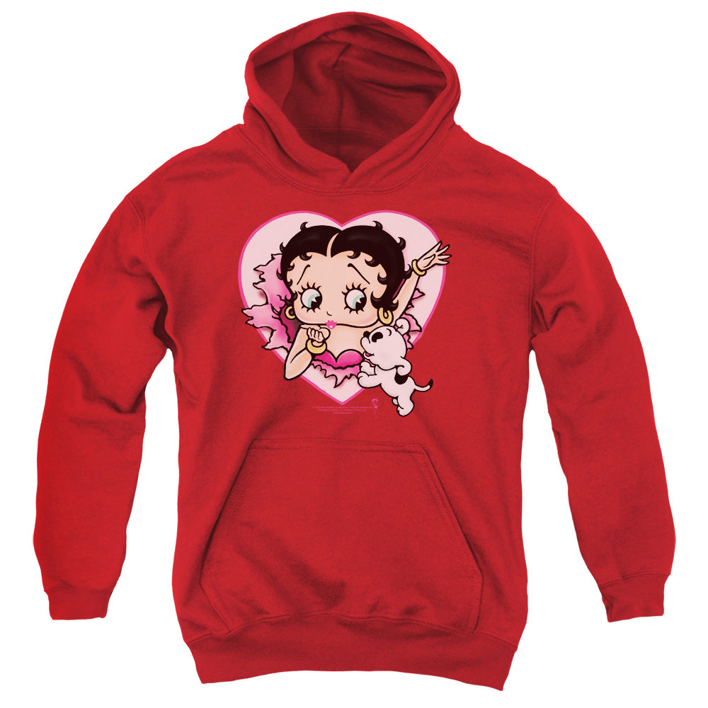 BETTY BOOP/I LOVE BETTY - YOUTH PULLOVER HOODIE - RED