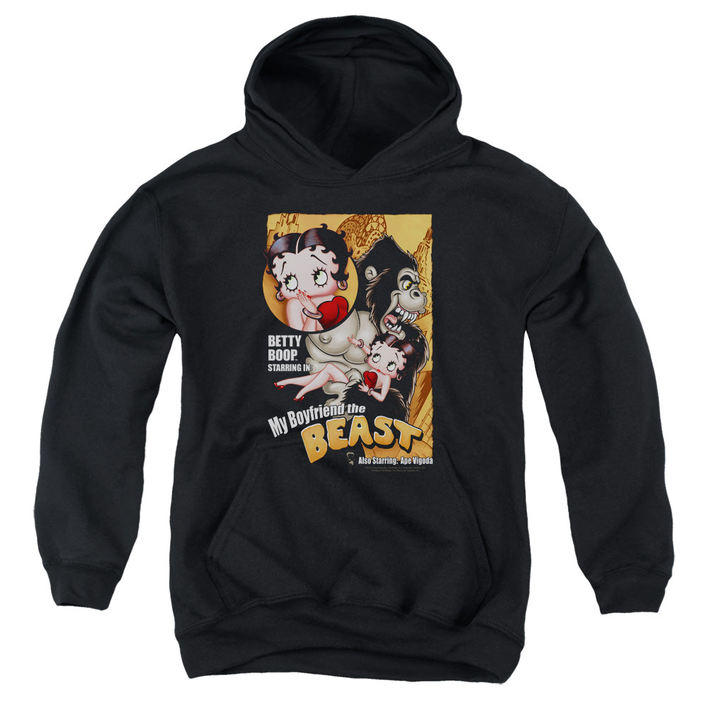BETTY BOOP/BOYFRIEND THE BEAST - YOUTH PULLOVER HOODIE - BLACK