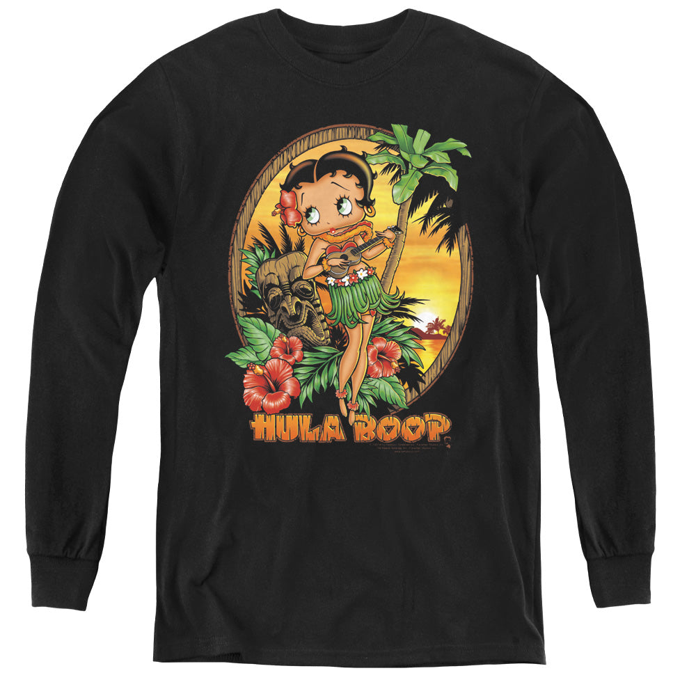 BETTY BOOP/HULA BOOP II - YOUTH LONG SLEEVE TEE - BLACK