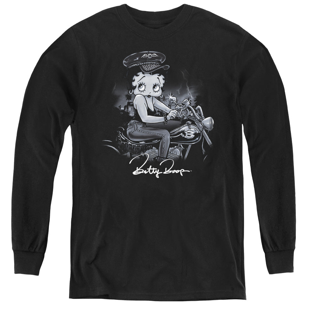 BETTY BOOP/STORM RIDER - YOUTH LONG SLEEVE TEE - BLACK