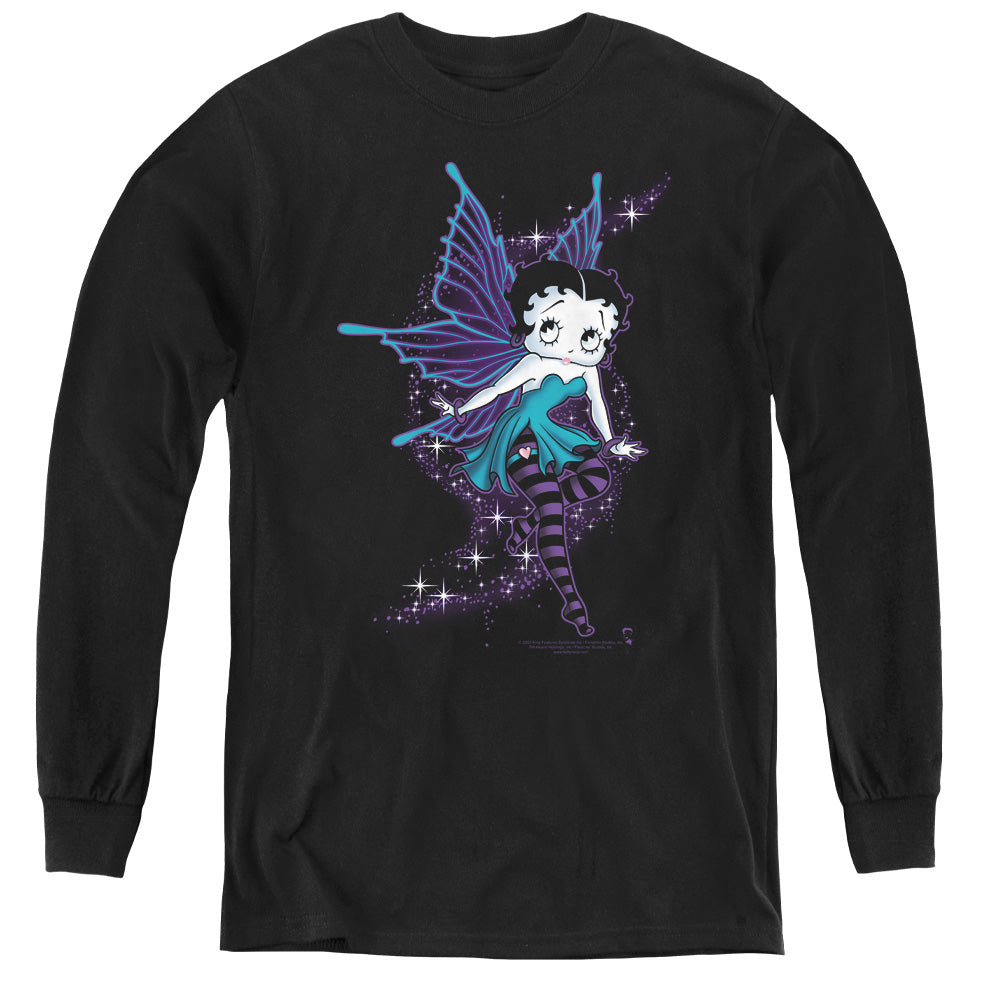 BETTY BOOP/SPARKLE FAIRY - YOUTH LONG SLEEVE TEE - BLACK