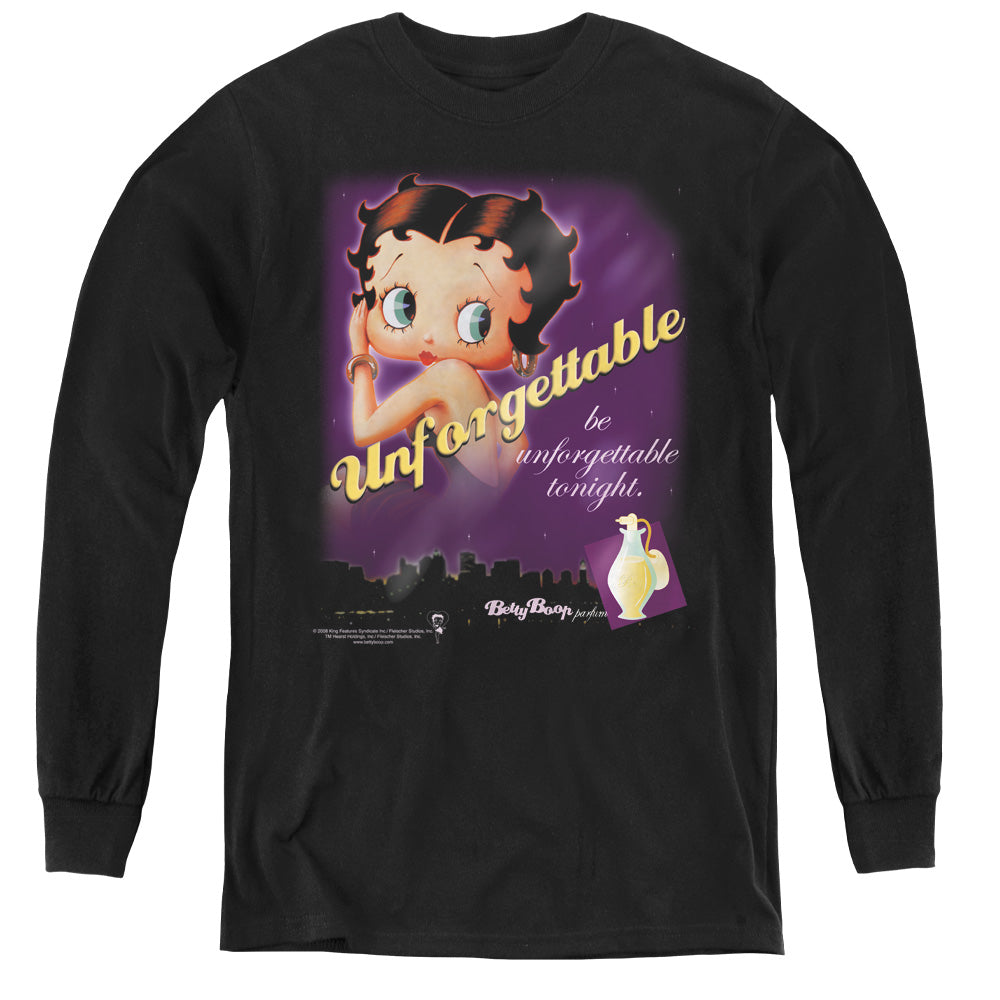 BETTY BOOP/UNFORGETTABLE - YOUTH LONG SLEEVE TEE - BLACK