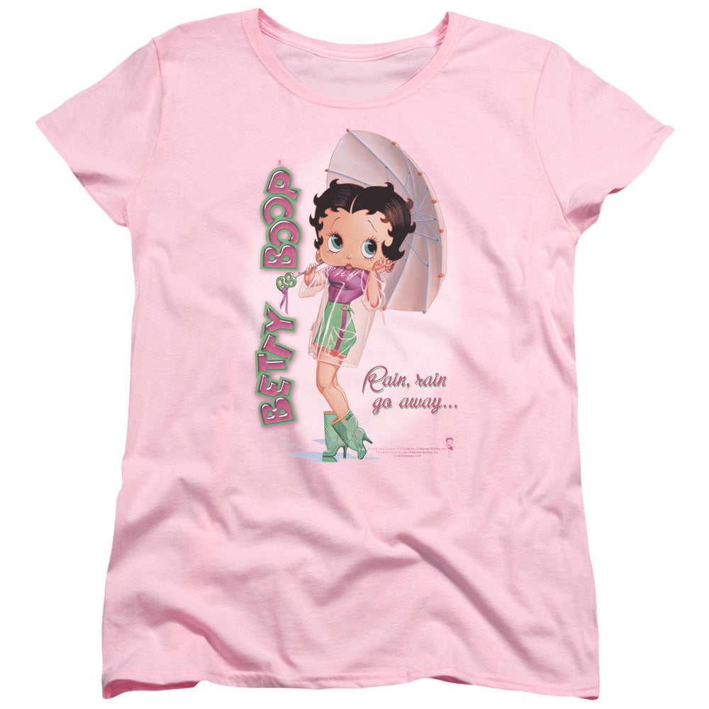 BETTY BOOP/RAIN RAIN GO AWAY - S/S WOMENS TEE - PINK