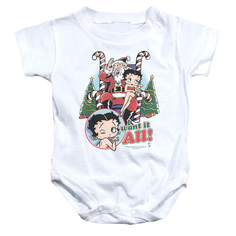 BETTY BOOP/I WANT IT ALL - INFANT SNAPSUIT - WHITE