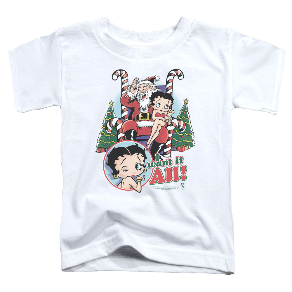 BETTY BOOP/I WANT IT ALL - S/S TODDLER TEE - WHITE