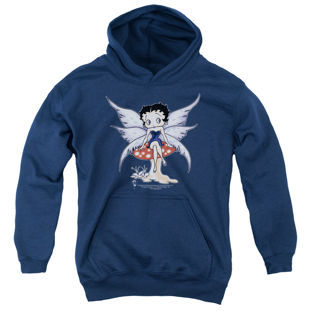 BETTY BOOP/MUSHROOM FAIRY - YOUTH PULLOVER HOODIE - NAVY