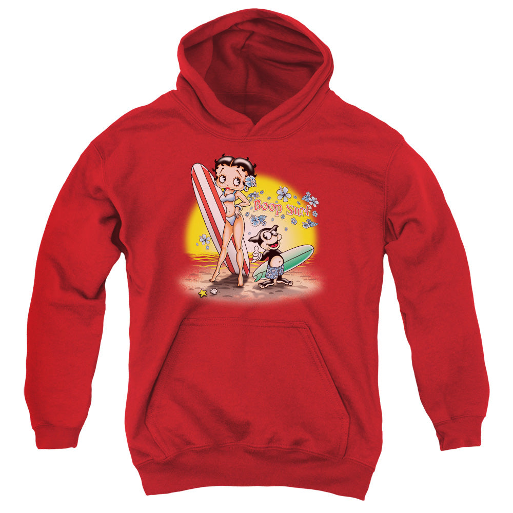 BETTY BOOP/SURF - YOUTH PULLOVER HOODIE - RED
