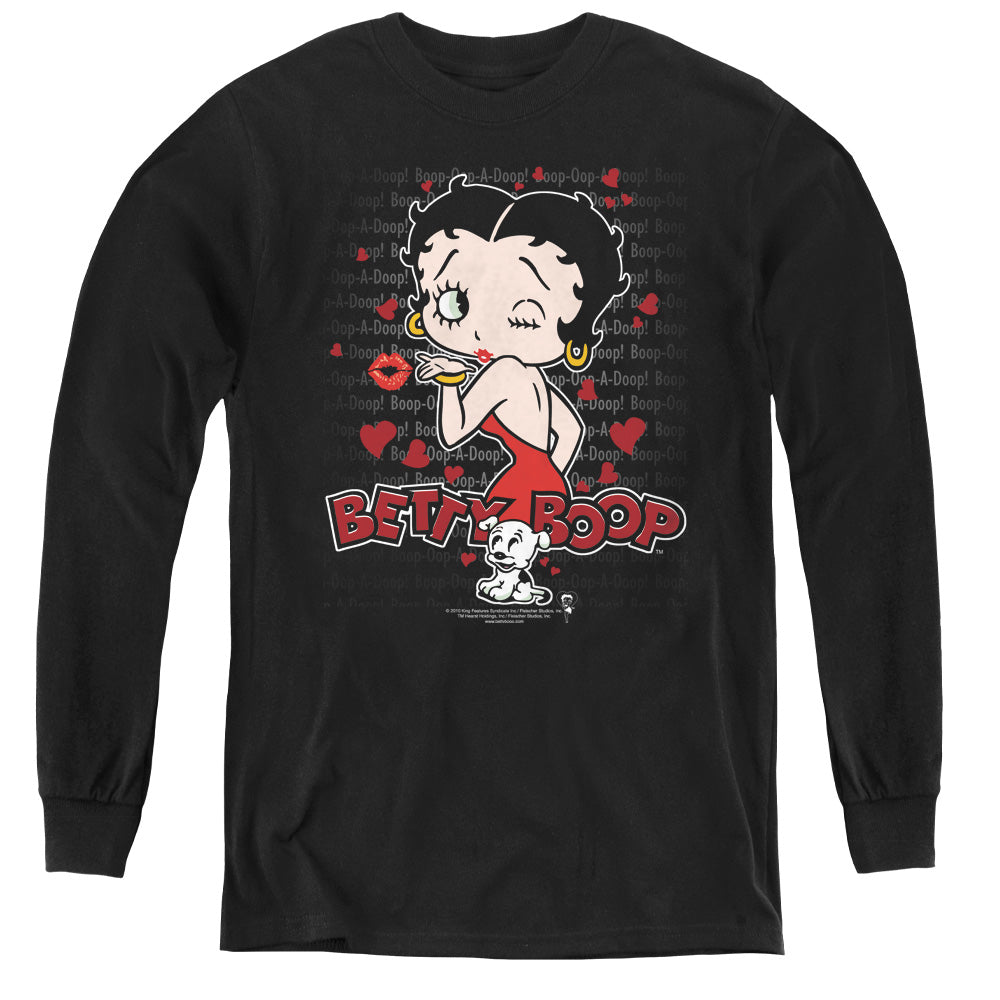 BETTY BOOP/CLASSIC KISS - YOUTH LONG SLEEVE TEE - BLACK