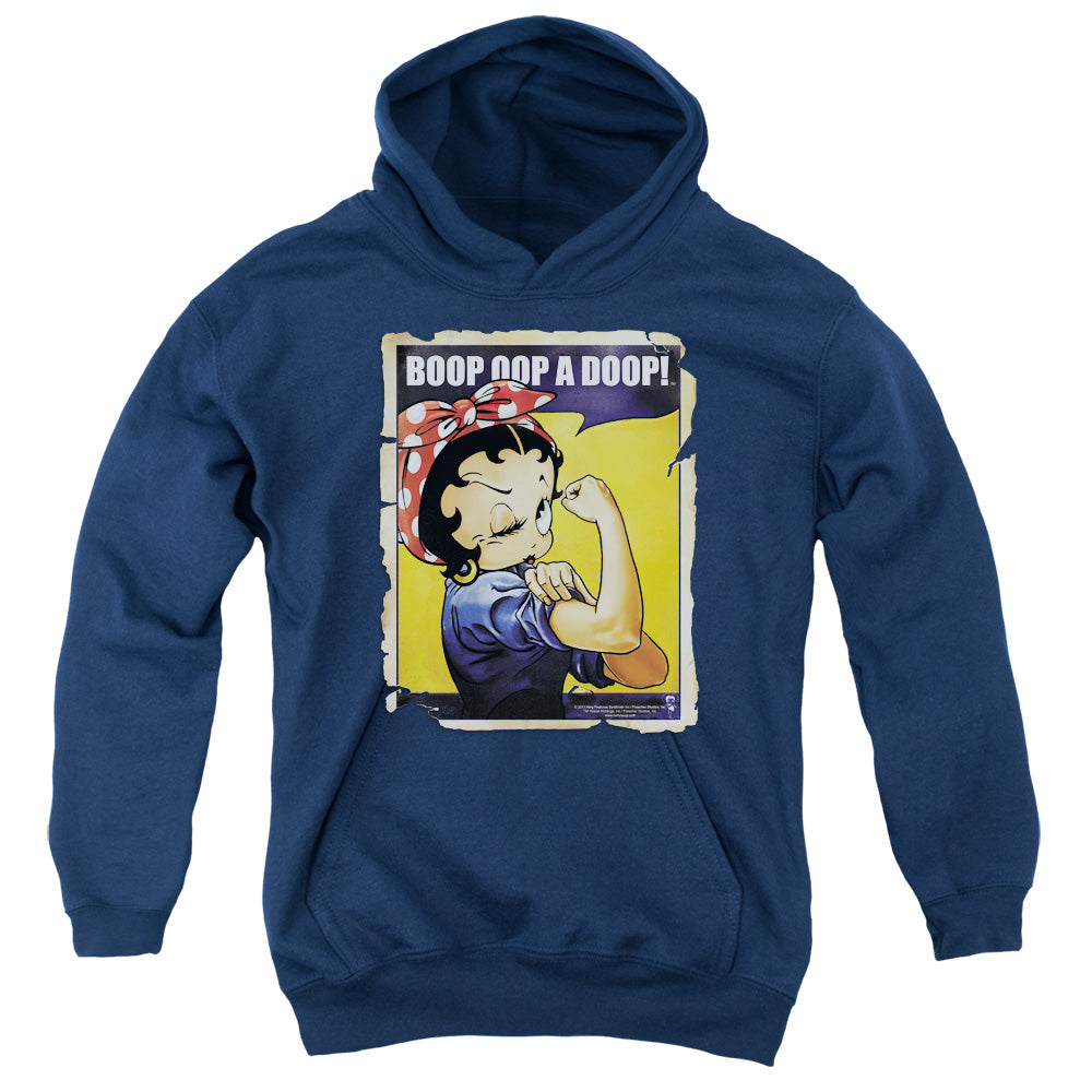 BETTY BOOP/POWER - YOUTH PULLOVER HOODIE - NAVY