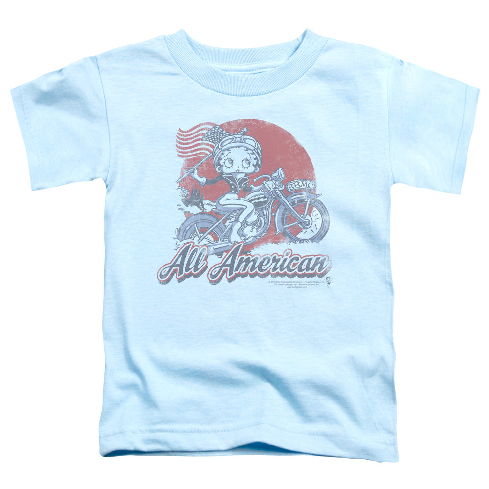 BETTY BOOP/ALL AMERICAN BIKER - S/S TODDLER TEE - LIGHT BLUE