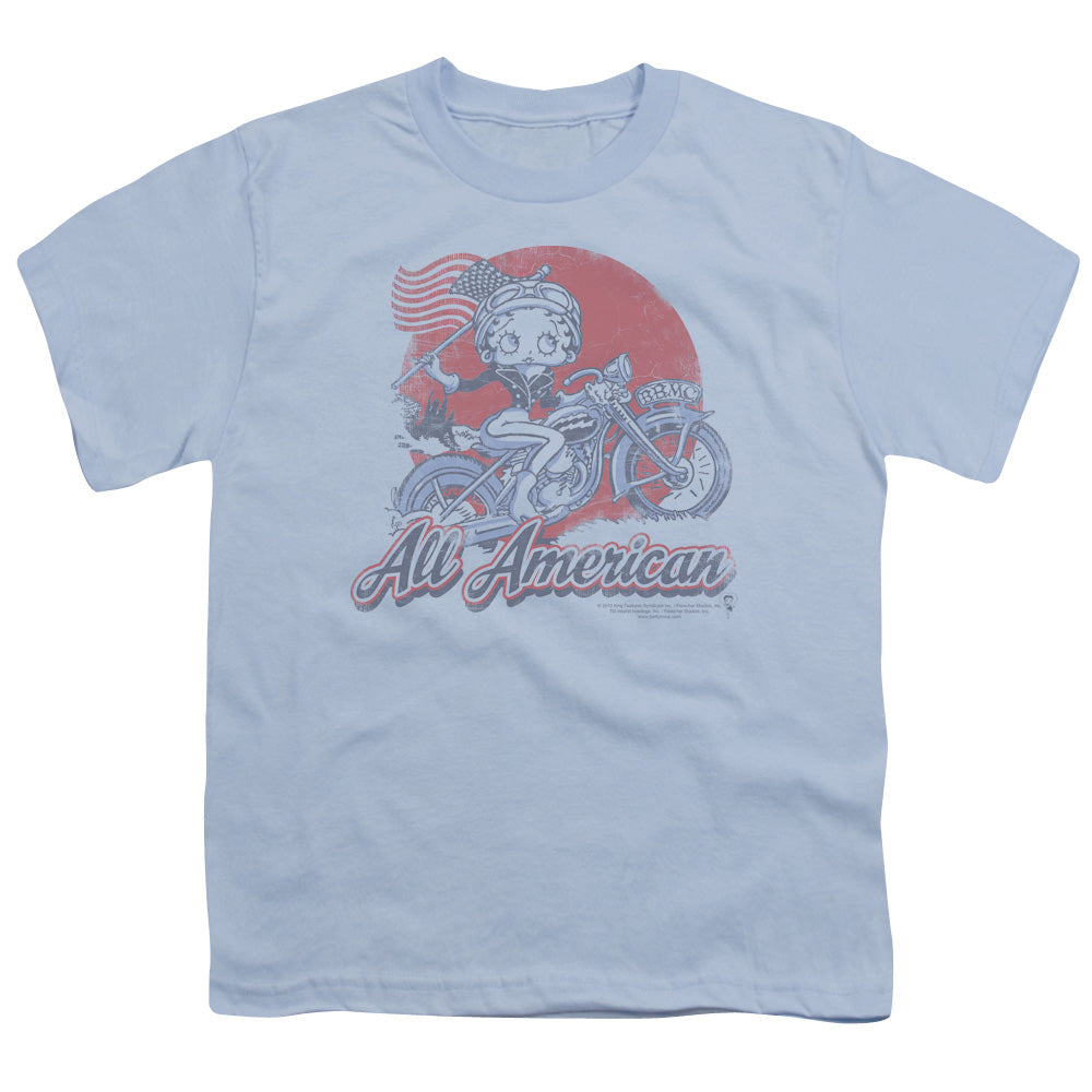 BETTY BOOP/ALL AMERICAN BIKER - S/S YOUTH 18/1 - LIGHT BLUE