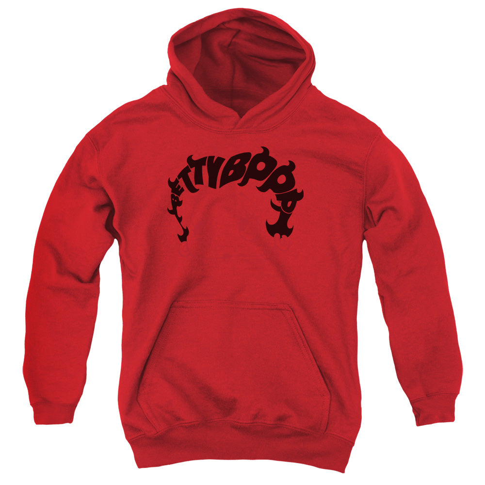BETTY BOOP/WORD HAIR - YOUTH PULLOVER HOODIE - RED