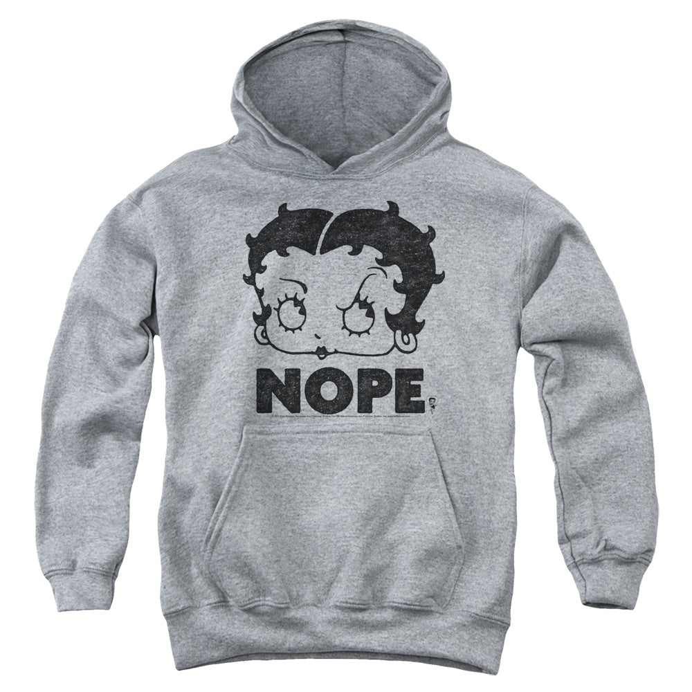 BETTY BOOP/BOOP NOPE - YOUTH PULLOVER HOODIE - ATHLETIC HEATHER