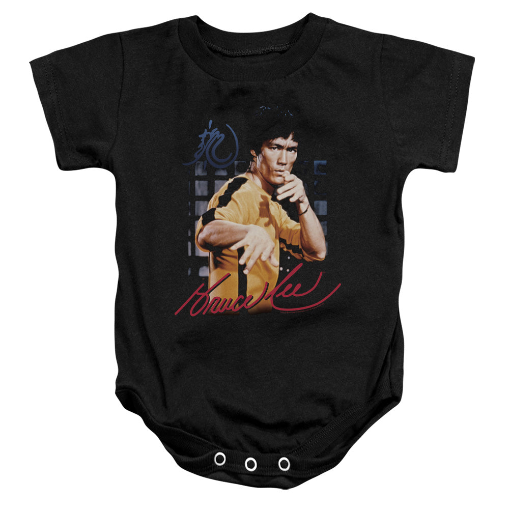 BRUCE LEE/YELLOW JUMPSUIT - INFANT SNAPSUIT - BLACK