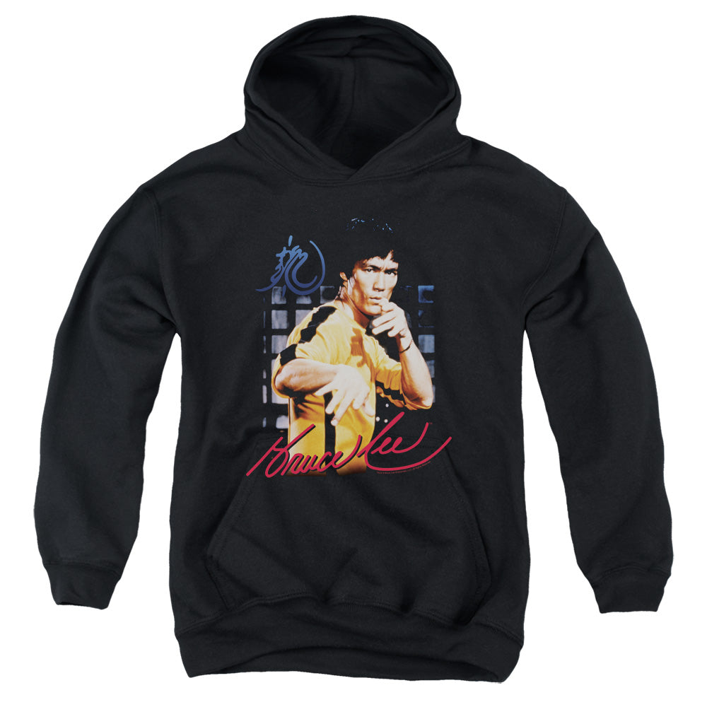 BRUCE LEE/YELLOW JUMPSUIT - YOUTH PULLOVER HOODIE - BLACK