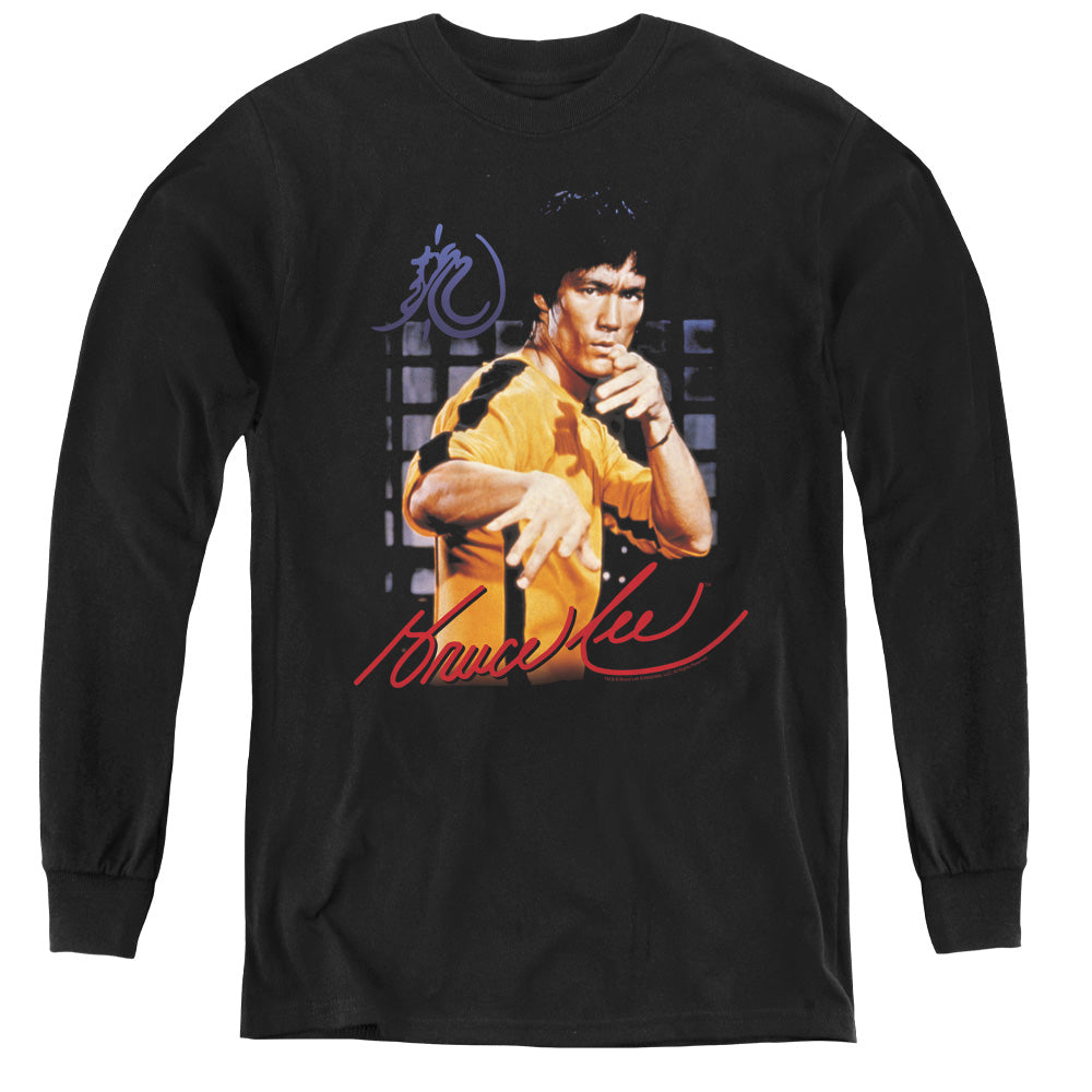 BRUCE LEE/YELLOW JUMPSUIT - YOUTH LONG SLEEVE TEE - BLACK