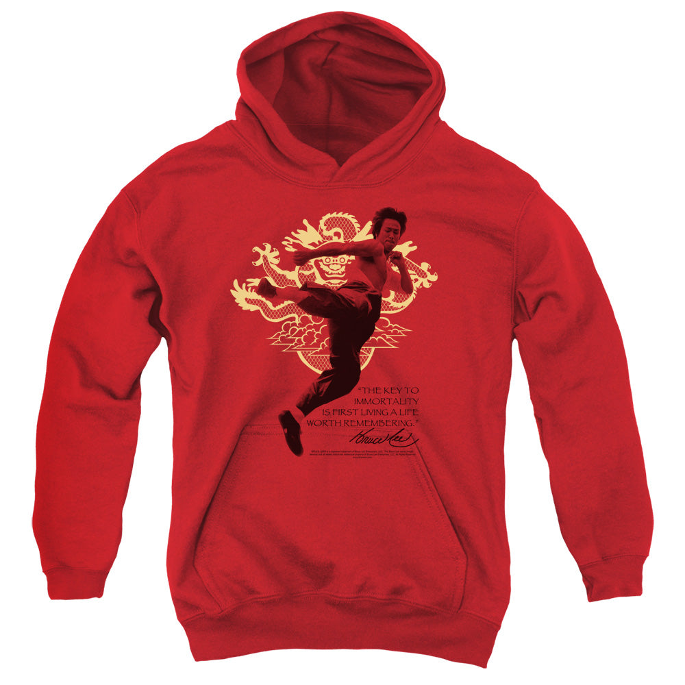 BRUCE LEE/IMMORTAL DRAGON - YOUTH PULLOVER HOODIE - RED