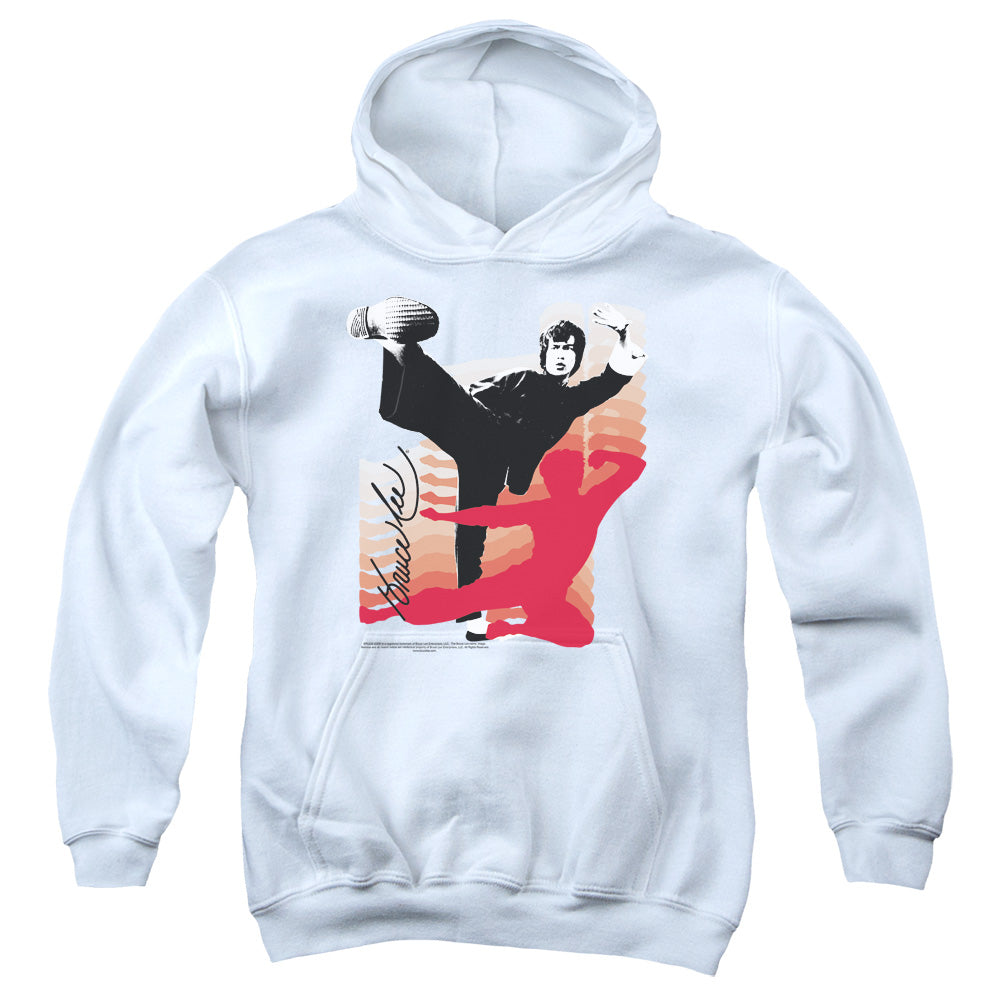BRUCE LEE/KICK IT - YOUTH PULLOVER HOODIE - WHITE