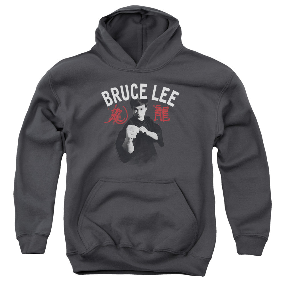 BRUCE LEE/READY - YOUTH PULLOVER HOODIE - CHARCOAL