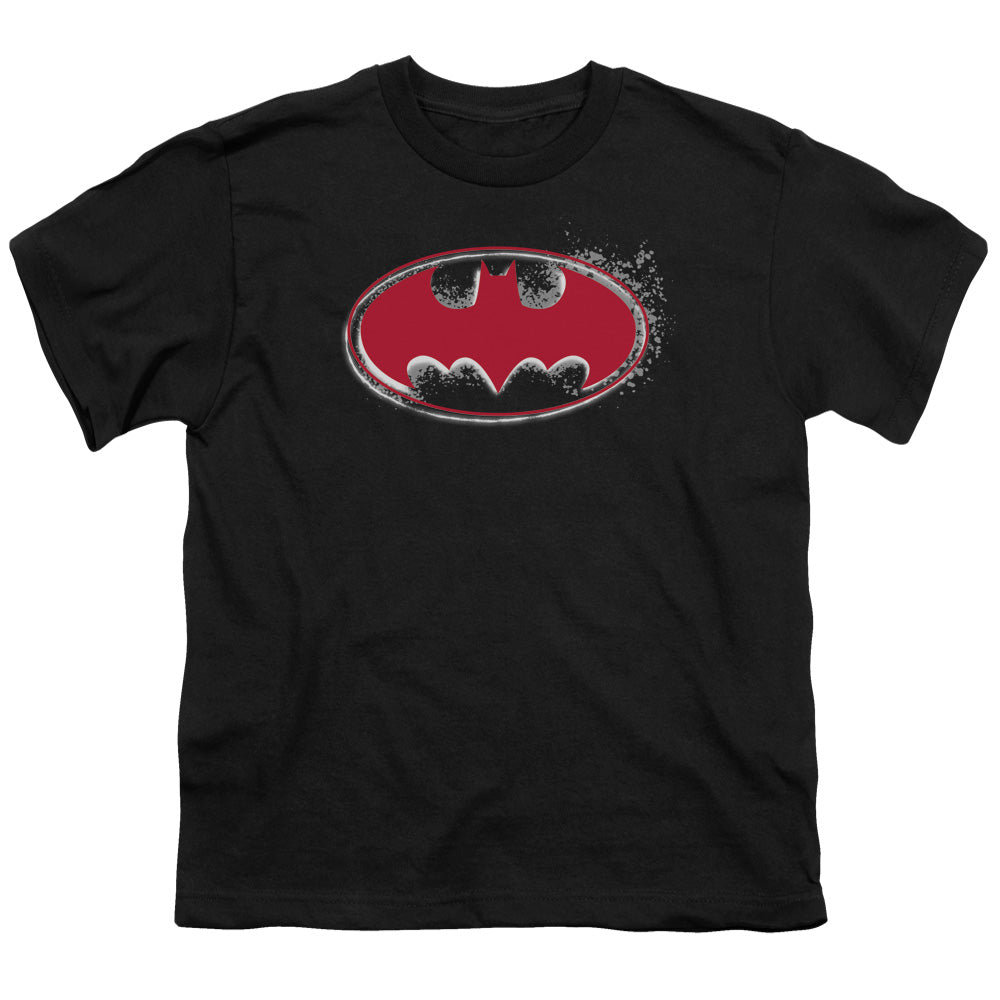 BATMAN/HARDCORE NOIR BAT LOGO - S/S YOUTH 18/1 - BLACK