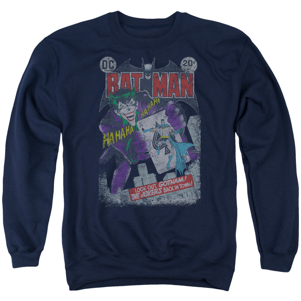 BATMAN/#251 DISTRESSED - ADULT CREWNECK SWEATSHIRT - NAVY