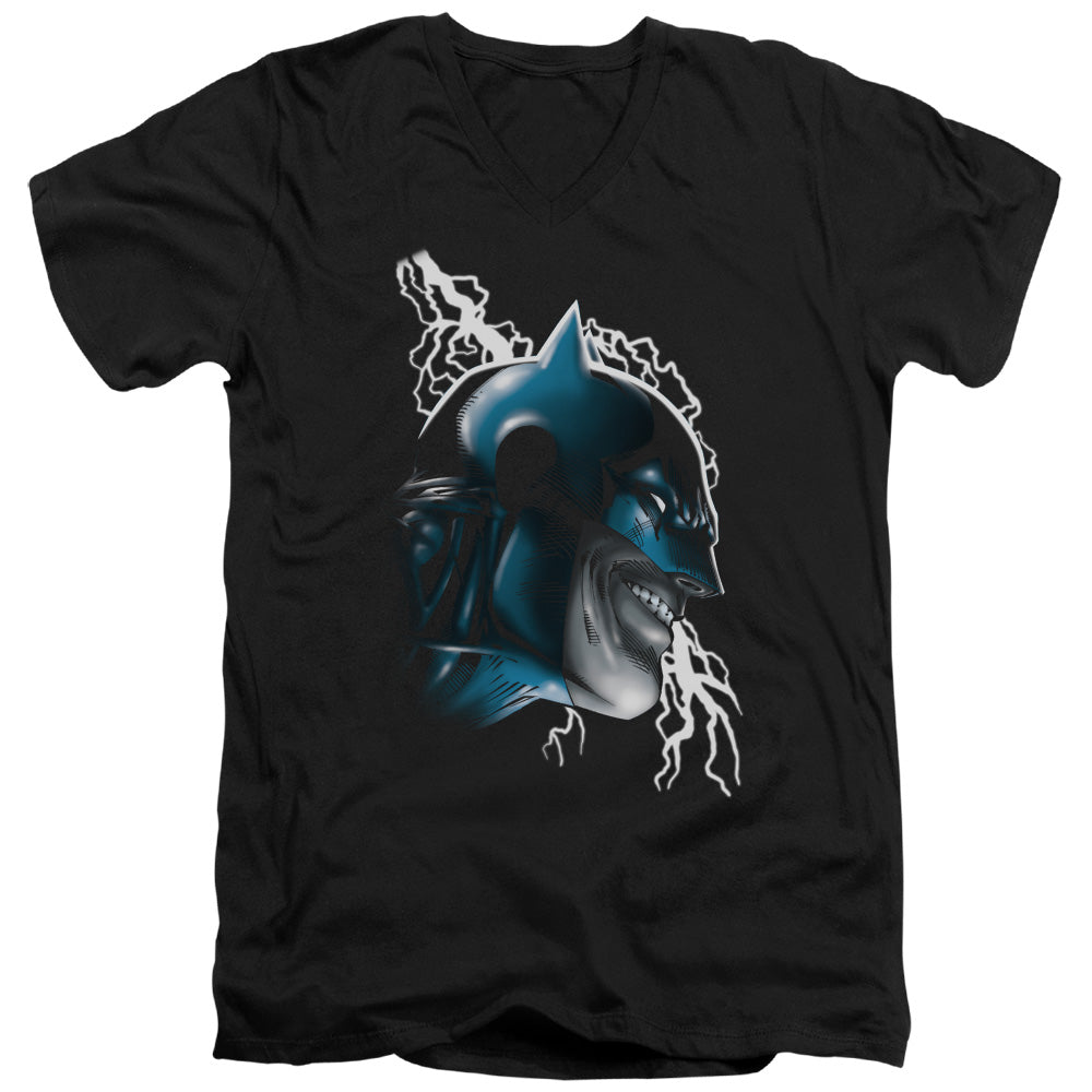 BATMAN/CRAZY GRIN - S/S ADULT V-NECK 30/1 - BLACK