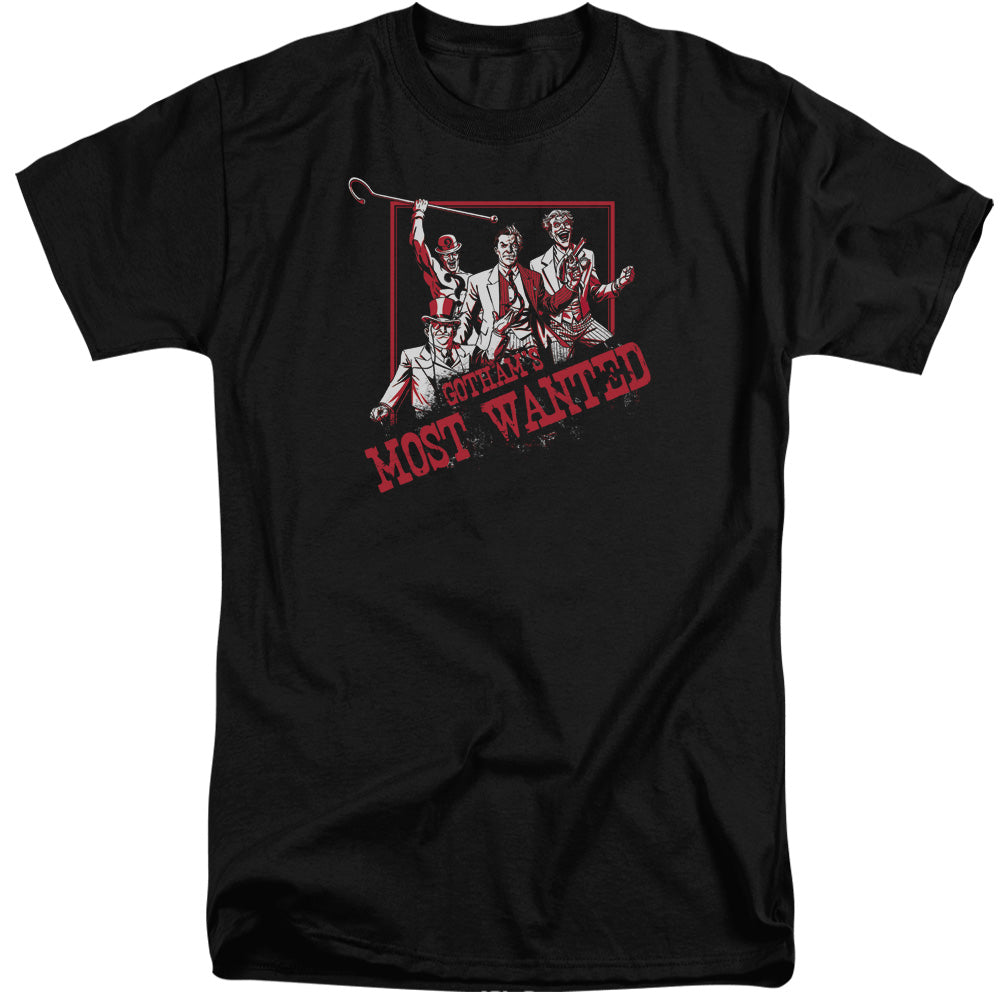 BATMAN/GOTHAMS MOST WANTED - S/S ADULT TALL 18/1 - BLACK