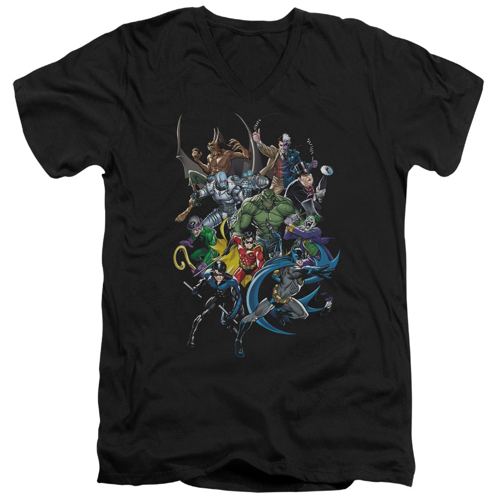 BATMAN/SAINTS AND PSYCHOS - S/S ADULT V-NECK 30/1 - BLACK