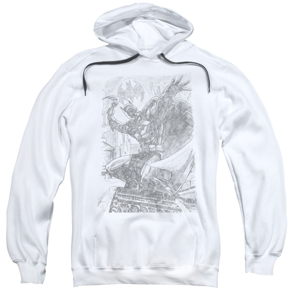 BATMAN/PENCIL BATARANG THROW - ADULT PULLOVER HOODIE - WHITE