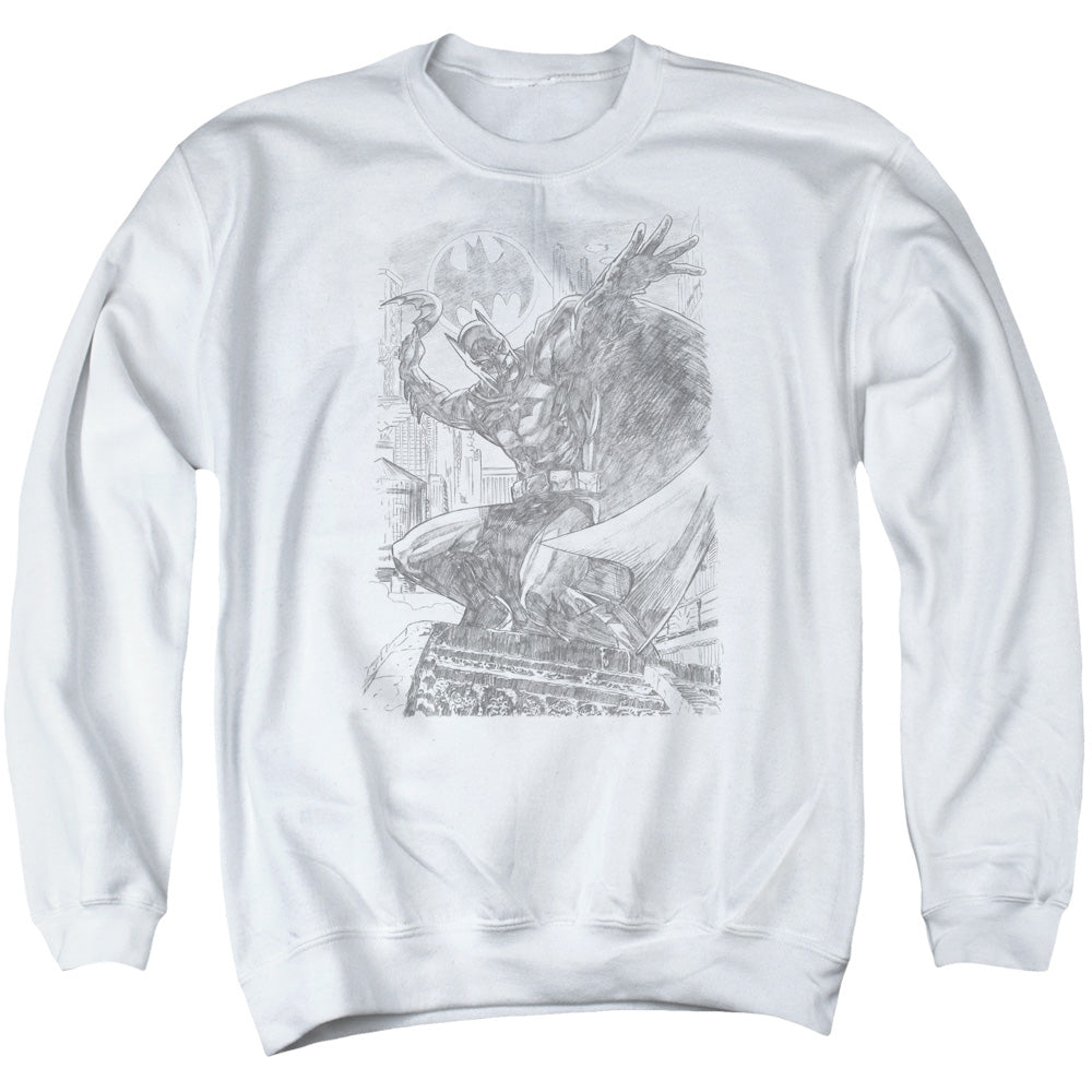 BATMAN/PENCIL BATARANG THROW - ADULT CREWNECK SWEATSHIRT - WHITE