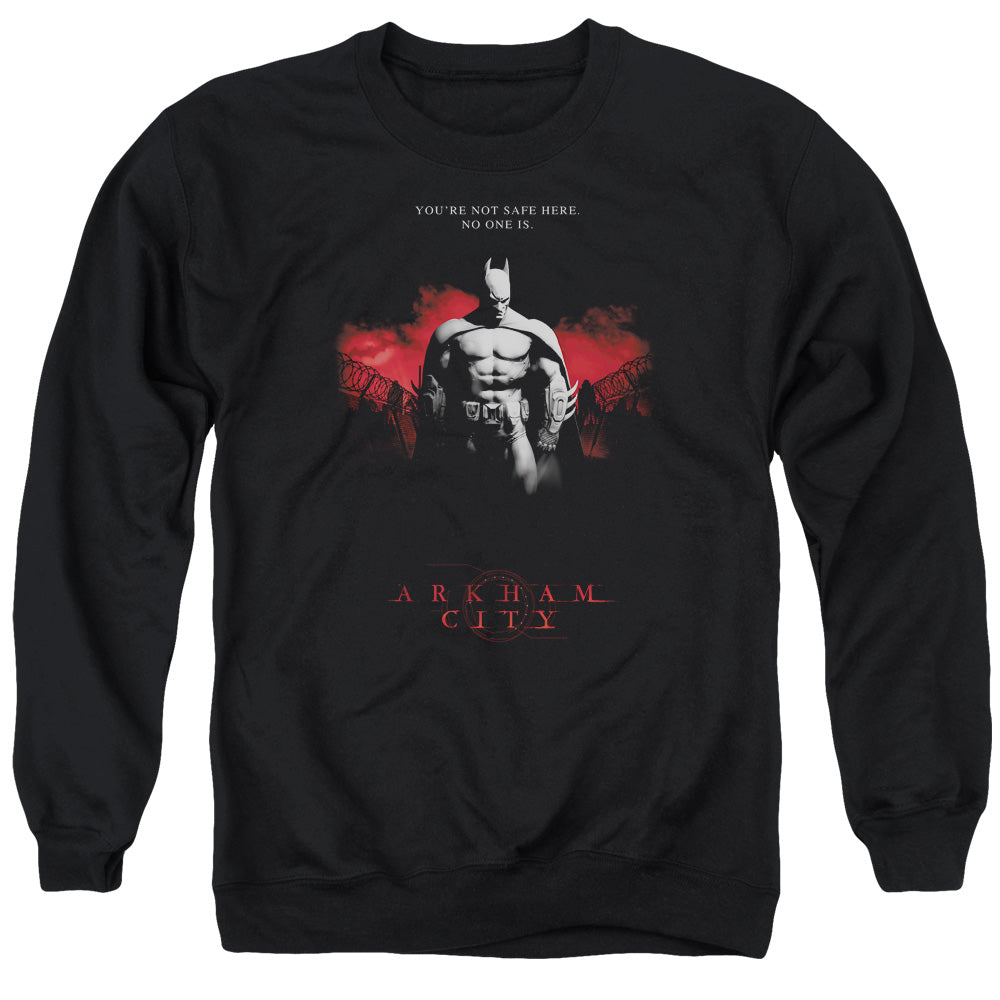 BATMAN ARKHAM CITY/STANDING STRONG - ADULT CREWNECK SWEATSHIRT - BLACK