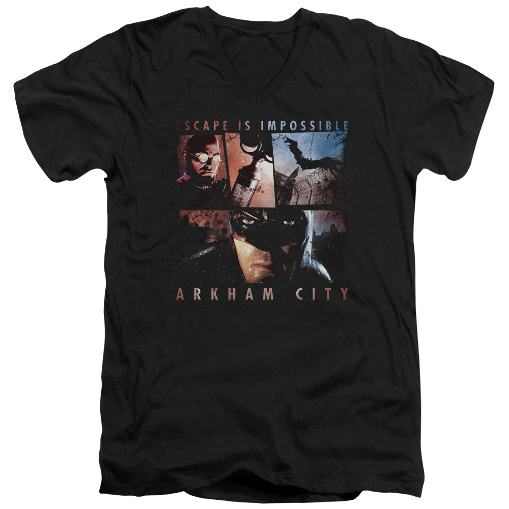 BATMAN ARKHAM CITY/ESCAPE IS IMPOSSIBLE - S/S ADULT V-NECK 30/1 - BLACK