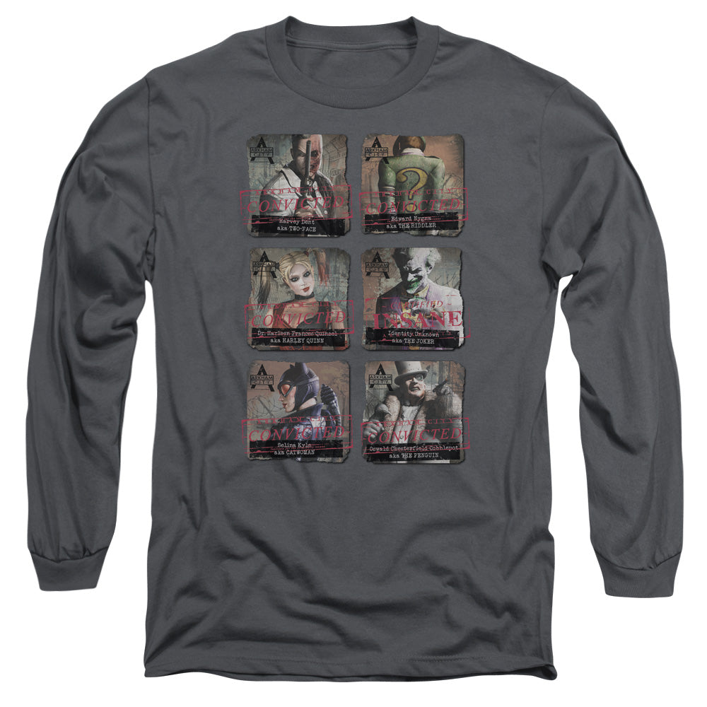 BATMAN ARKHAM CITY/ARKHAM LINEUP - L/S ADULT 18/1 - CHARCOAL