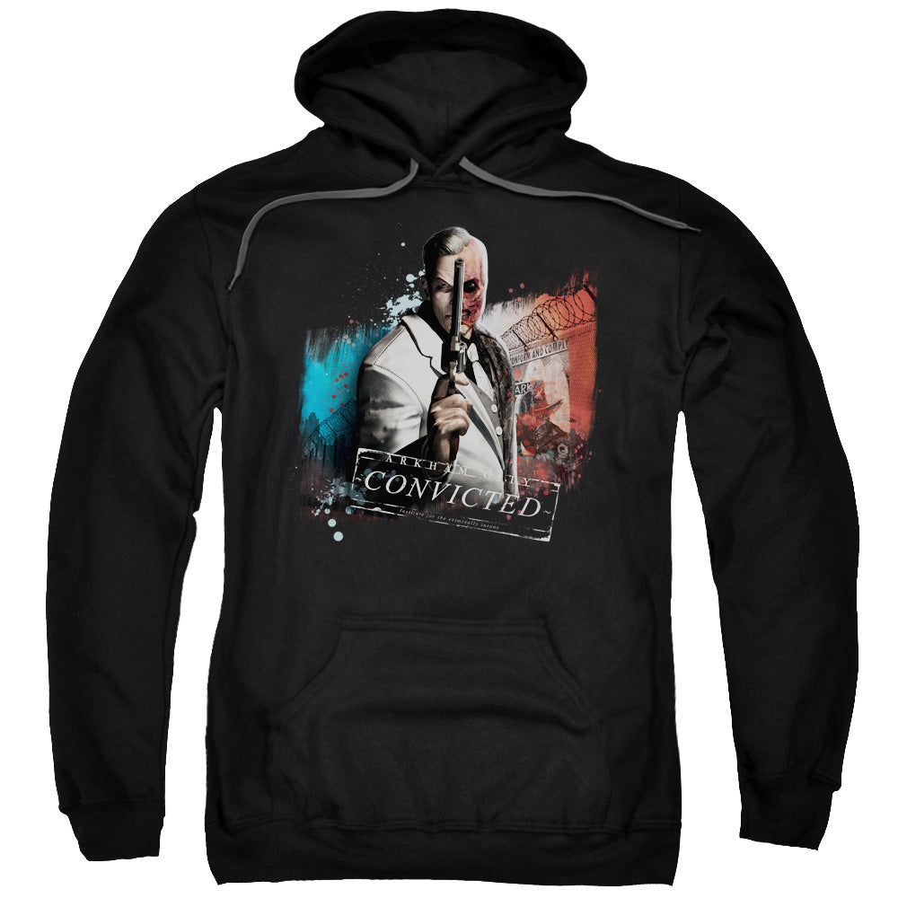 BATMAN ARKHAM CITY/TWO FACE - ADULT PULLOVER HOODIE - BLACK