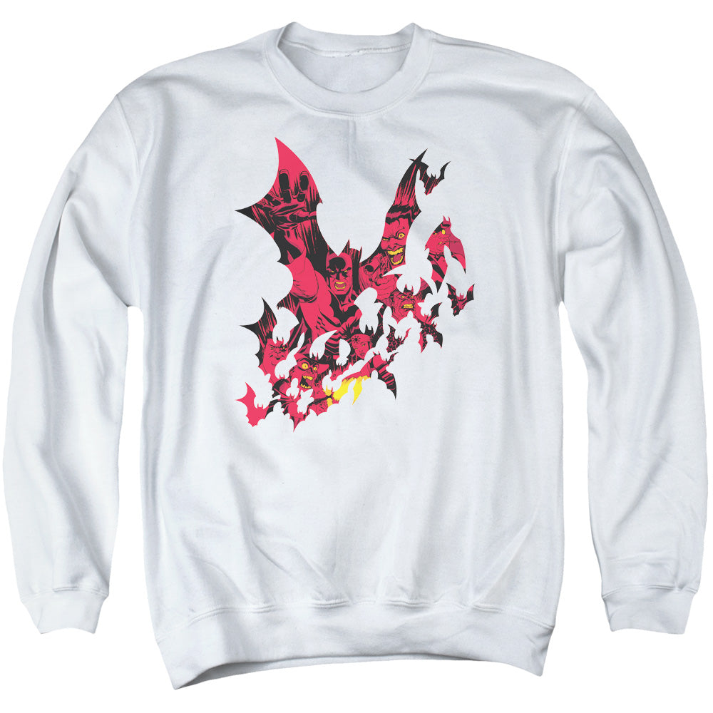 BATMAN/BROKEN CITY - ADULT CREWNECK SWEATSHIRT - WHITE
