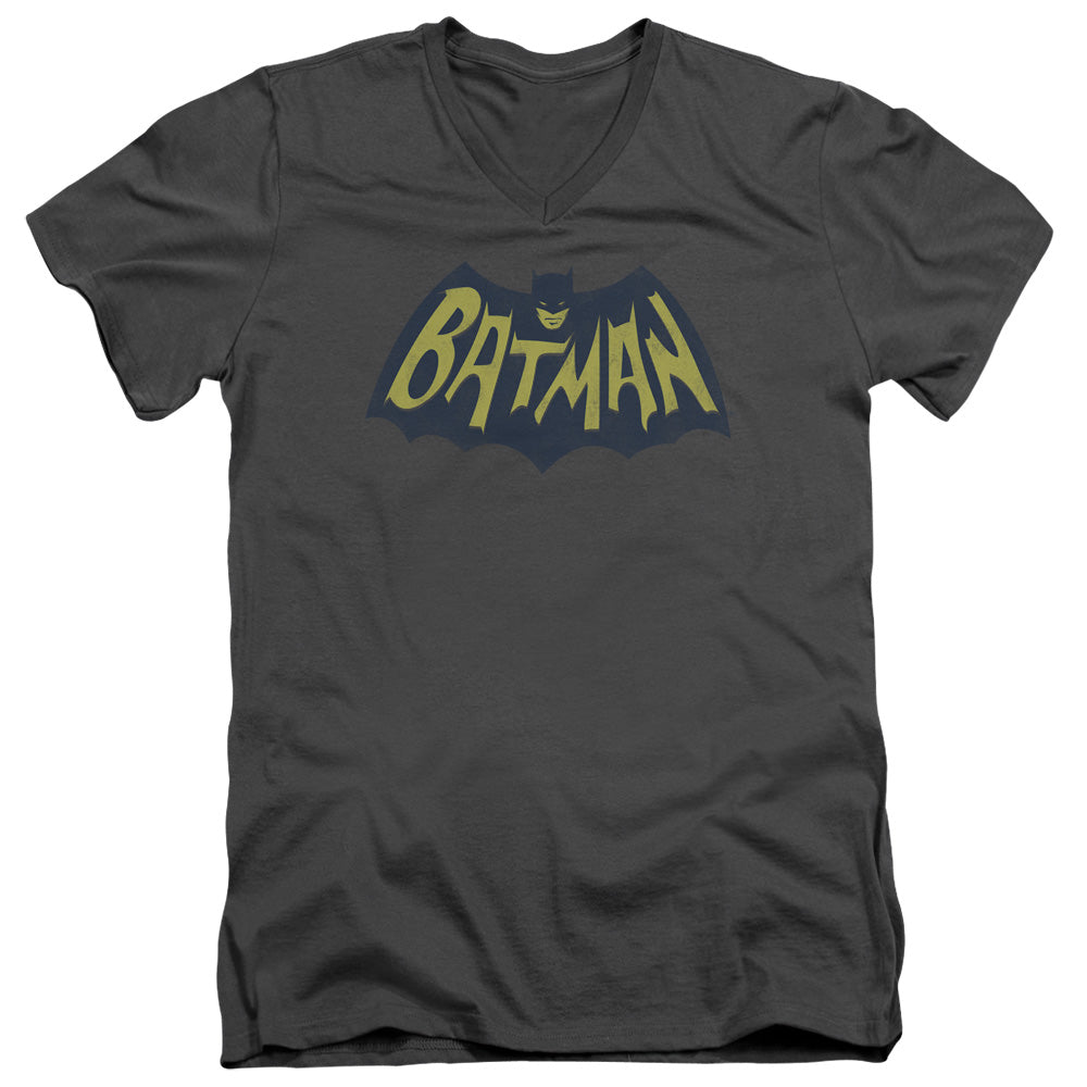 BATMAN/SHOW BAT LOGO - S/S ADULT V-NECK 30/1 - CHARCOAL
