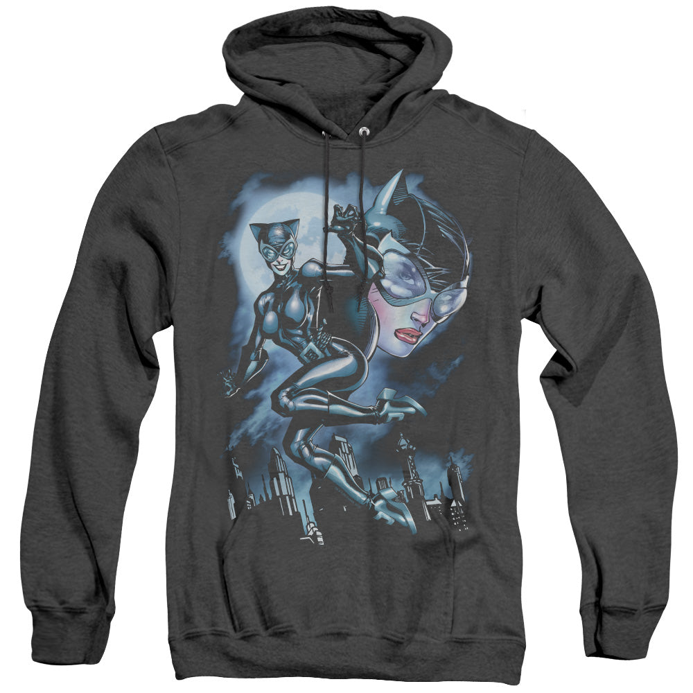 BATMAN/MOONLIGHT CAT - ADULT HEATHER HOODIE - BLACK