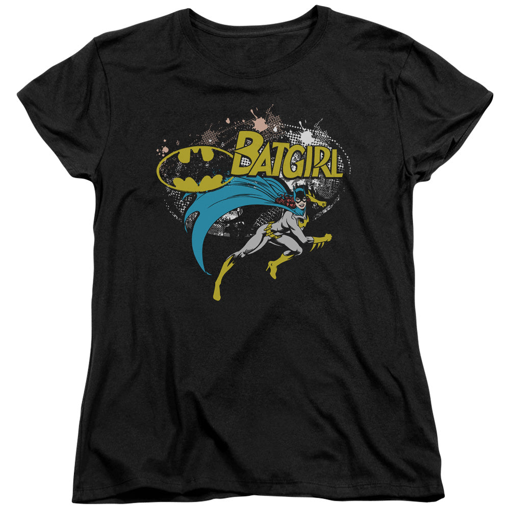 BATMAN/BATGIRL HALFTONE - S/S WOMENS TEE - BLACK