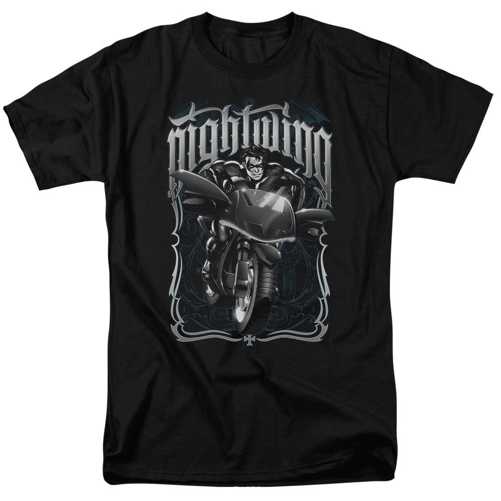 BATMAN/NIGHTWING BIKER - S/S ADULT 18/1 - BLACK