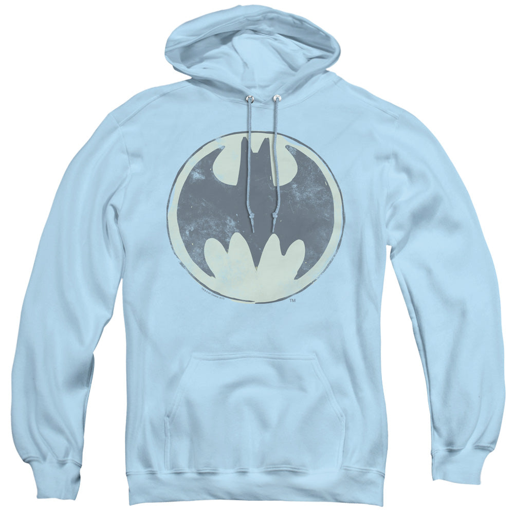 BATMAN/OLD TIME LOGO - ADULT PULLOVER HOODIE - LIGHT BLUE