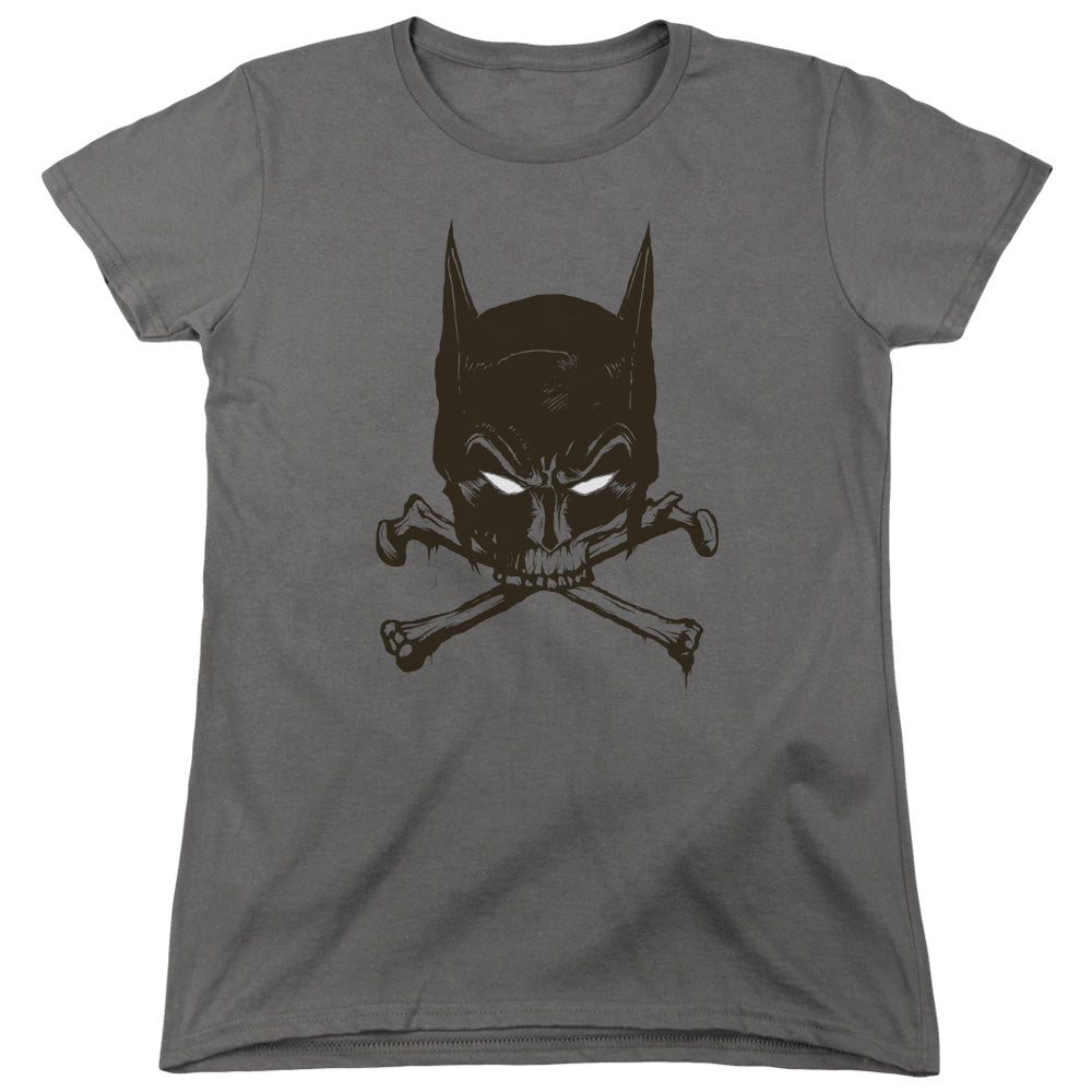 BATMAN/BAT AND BONES - S/S WOMENS TEE - CHARCOAL