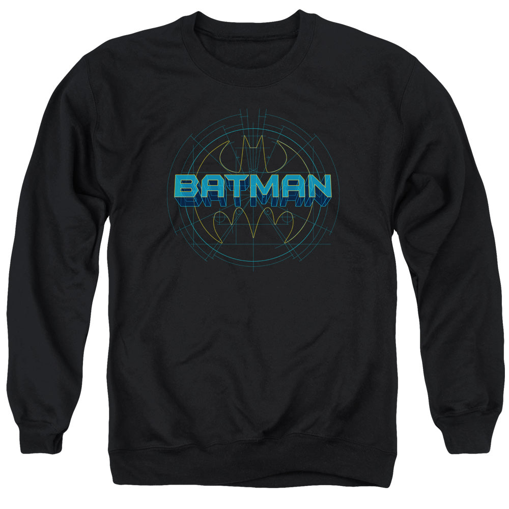 BATMAN/BAT TECH LOGO - ADULT CREWNECK SWEATSHIRT - BLACK
