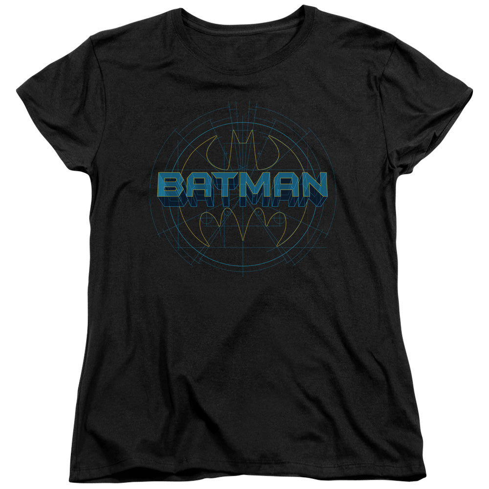 BATMAN/BAT TECH LOGO - S/S WOMENS TEE - BLACK